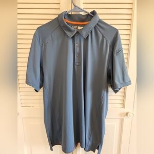 511 Tactical Shirt Mens Large Blue Polo Snap Short Sleeve Outdoor Embroidered